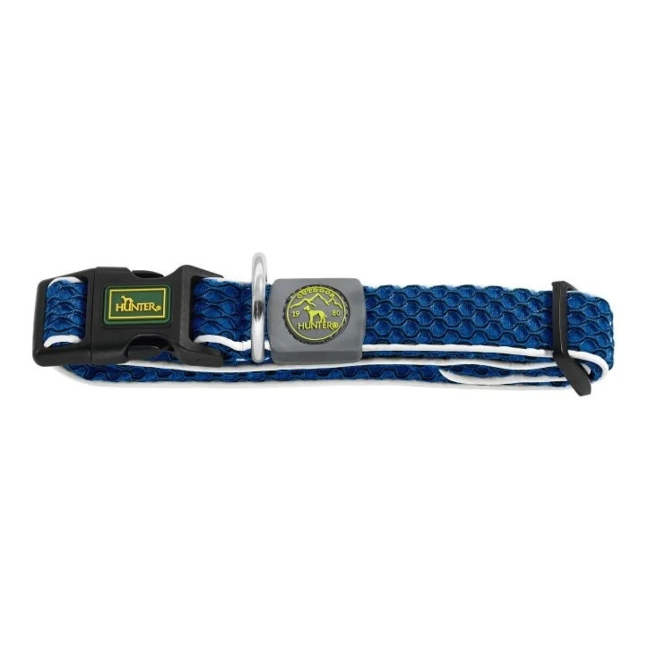 Hunter hunde halsbånd Hilo Blå M-L - justerbart hundehalsbånd (33-50 cm, B 2,5 cm)